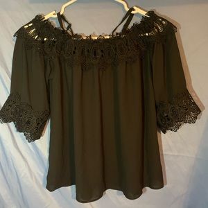Black lace silky top